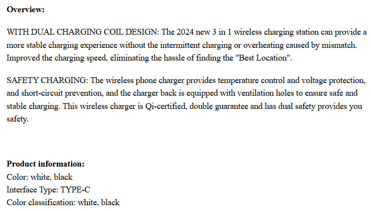 Soporte de Cargador Inalámbrico Rápido y Plegable LED de 15W 3 en 1