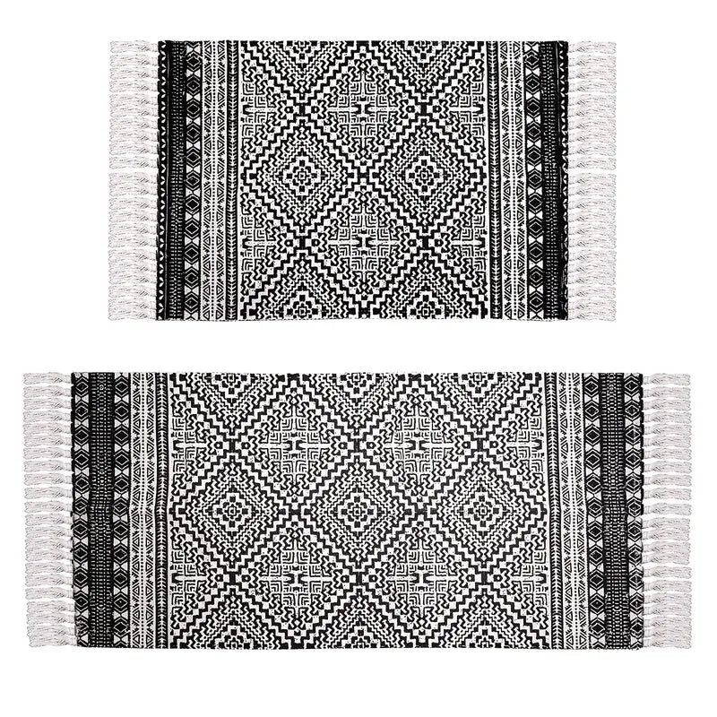 Monochrome Boho Tassel Rug